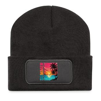 Retro Summer - Recycelte Patch Beanie - Dunkelgrau - Vorne