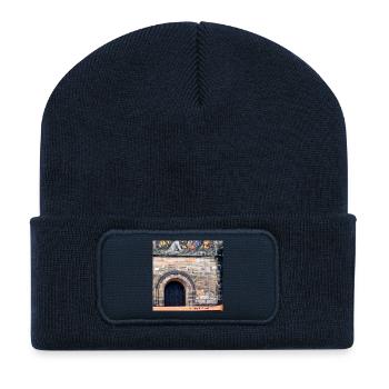 Bremer Anti Gewalt Bank unter Jesus Kreuzigung - Recycelte Patch Beanie - French Navy - Vorne