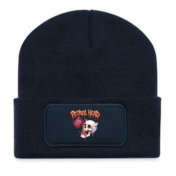 Petrolkopf-Schädel - Recycelte Patch Beanie - French Navy - Vorne