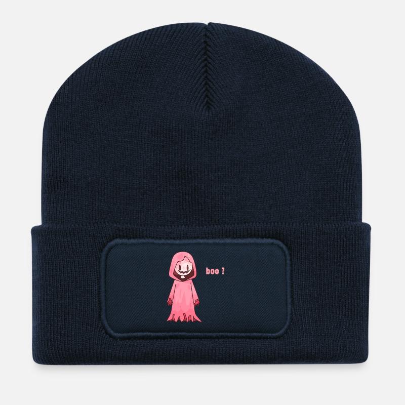 Süßer pinker Halloween-Geist sagt Buh? - Recycelte Patch Beanie - French Navy