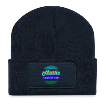 Mathe mag mich nicht Neon Banner - Recycelte Patch Beanie - French Navy - Vorne