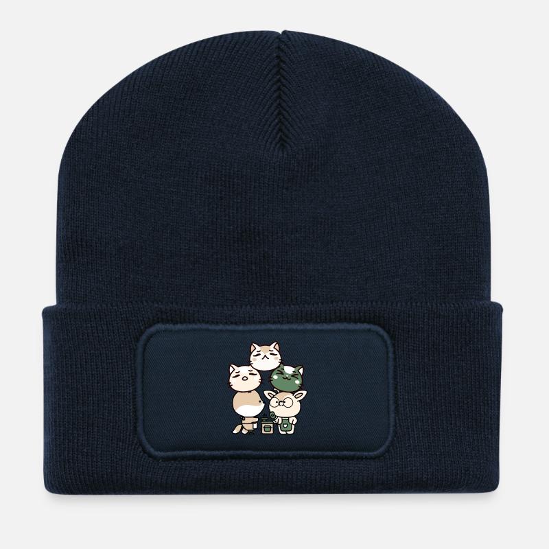 Fuchs mit Prothese und Reh: Kawaii Kitchen - Recycelte Patch Beanie - French Navy