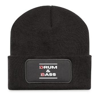Drum & Bass / Rum & Ass (Weiße Buchstaben) - Recycelte Patch Beanie - Dunkelgrau - Vorne