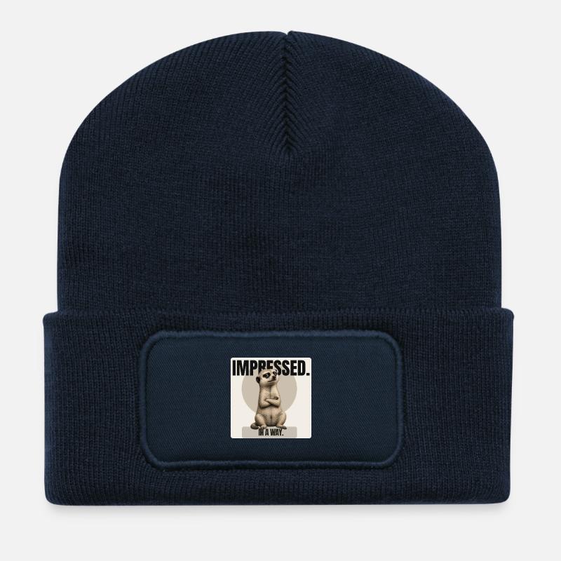 Impressionné. – Conception sarcastique de suricates - Beanie recyclé à patch - bleu marine