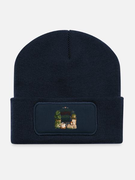 Plantes - Café - Tranquillité - Beanie recyclé à patch - bleu marine