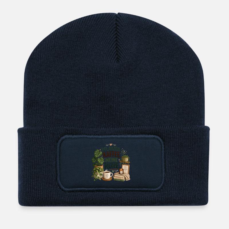 Pflanzen - Kaffee - Ruhe - Recycelte Patch Beanie - French Navy