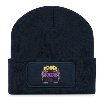 Le genre est une construction sociale - Beanie recyclé à patch - bleu marine - Devant