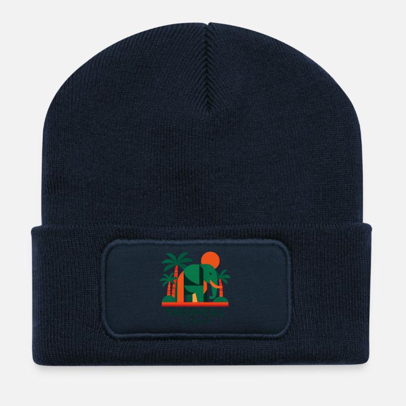 Tropical Elephant - Recycled Patch Beanie - french navy