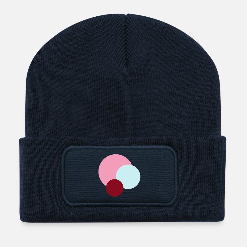 Planeten im Pink-Universum - Recycelte Patch Beanie - French Navy