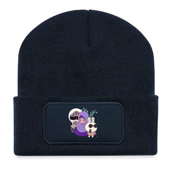 Kawaii Sushi & Bunny with Walking Cane - Recycled Patch Beanie - french navy - Front