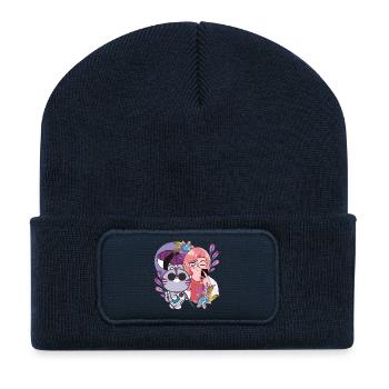 Kawaii Selfie & Visually Impaired Cat - Recycled Patch Beanie - french navy - Front