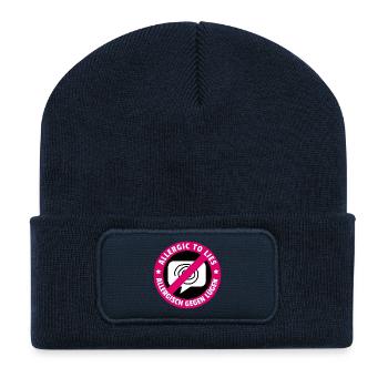 Allergique aux mensonges - Beanie recyclé à patch - bleu marine - Devant
