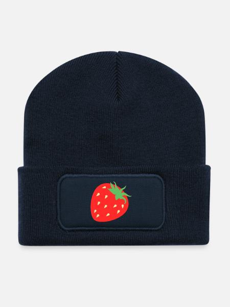 Fresh Strawberry Graphic - Recycled Patch Beanie - french navy