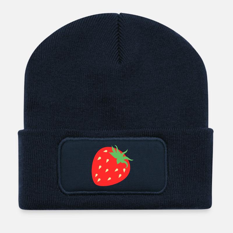 Frische Erdbeer Grafik - Recycelte Patch Beanie - French Navy