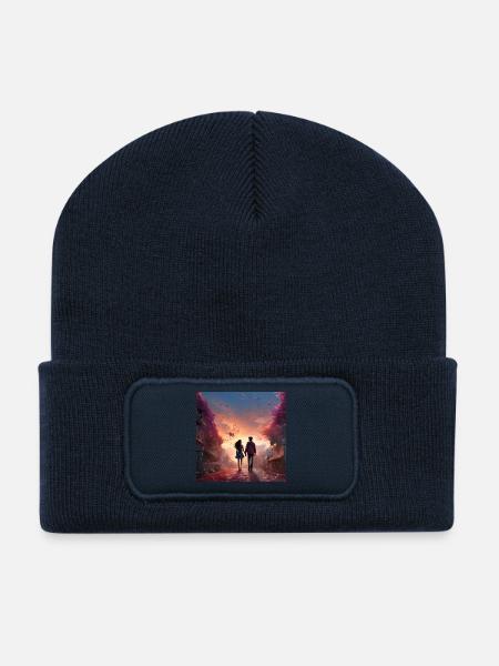 Abendliche Liebeswanderung - Recycelte Patch Beanie - French Navy