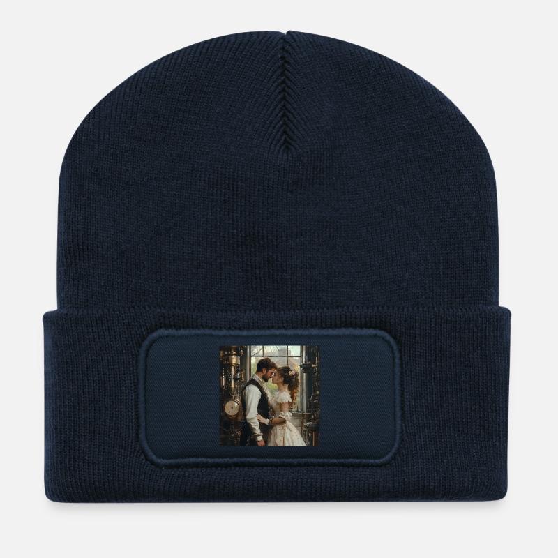 Steampunk Romance: Lovers in the Lab - Recycled Patch Beanie - french navy
