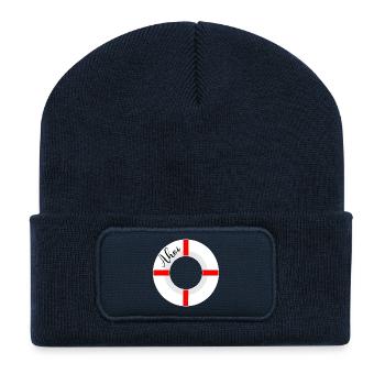 Bouées de sauvetage Ahoy - Beanie recyclé à patch - bleu marine - Devant