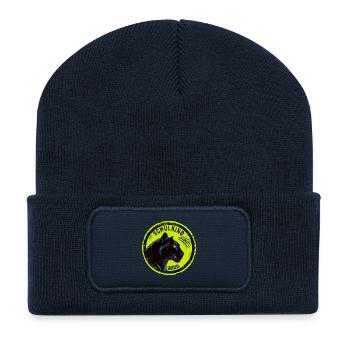 Schwarzer Panther Schulkind 2026 Einschulung Cool - Recycelte Patch Beanie - French Navy - Vorne