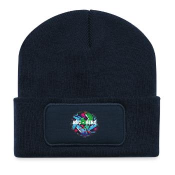 ABC HERO Graffiti Wall Design - Beanie recyclé à patch - bleu marine - Devant