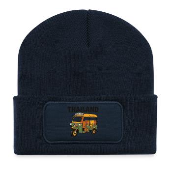 Thailand Tuk Tuk Retro Cartoon - Recycelte Patch Beanie - French Navy - Vorne