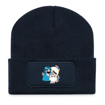 Anime Girl et Shiba Inu avec prothèse - Beanie recyclé à patch - bleu marine - Devant