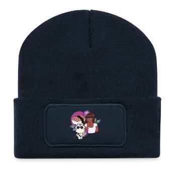 Tigre aveugle avec canne blanche et art floral - Beanie recyclé à patch - bleu marine - Devant