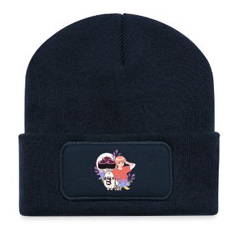 Sushi-Zeit & Alpaca im Rollstuhl - Recycelte Patch Beanie - French Navy - Vorne