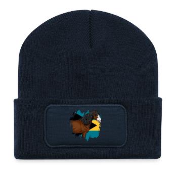 La tête du cheval d'Abaco et le drapeau de Bahamas - Beanie recyclé à patch - bleu marine - Devant