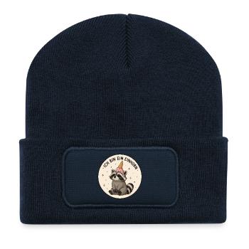 Einhorn Waschbär - Recycelte Patch Beanie - French Navy - Vorne