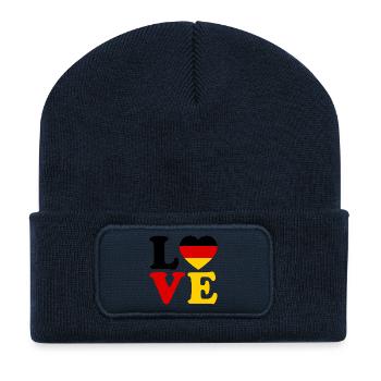 Maillot de fan de football de l’Allemagne Love Heart - Beanie recyclé à patch - bleu marine - Devant