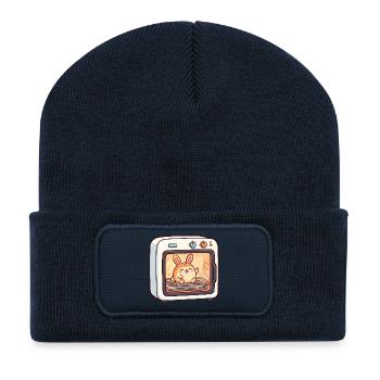 Pregnant woman in a bun in the oven – funny sw - Recycled Patch Beanie - french navy - Front