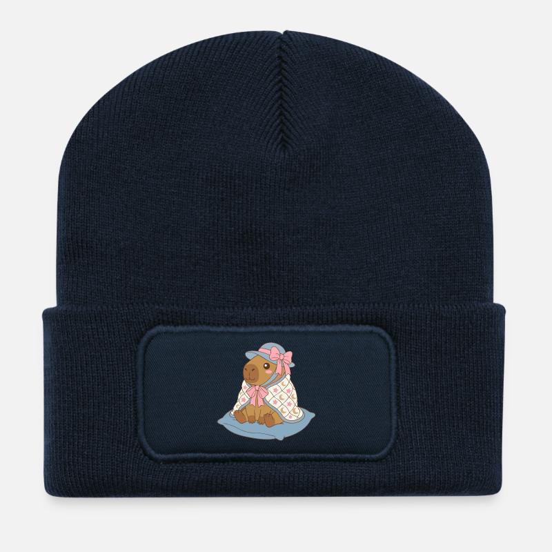 Moonstar Capybara Vintage-Schleife – Gemütliches Kleinkindgeschenk - Recycelte Patch Beanie - French Navy
