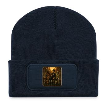 Bigfoot Lincoln Alien - Retro Angeln Freundschaft - Recycelte Patch Beanie - French Navy - Vorne
