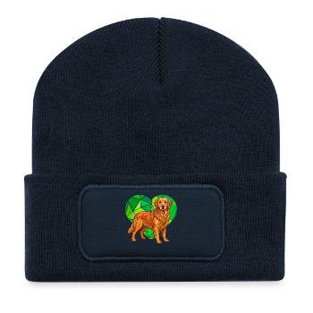 Cubist Golden Retriever Heart Geometric Pet Art - Recycled Patch Beanie - french navy - Front