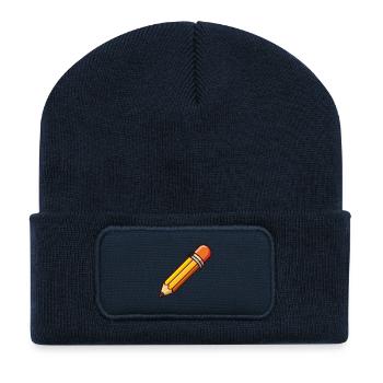 Clipart de dessin animé au crayon - Beanie recyclé à patch - bleu marine - Devant