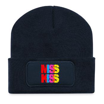 Miss Kiss Pop Typografie - Recycelte Patch Beanie - French Navy - Vorne