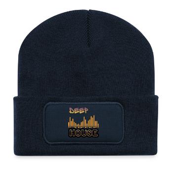 Maison profonde. - Beanie recyclé à patch - bleu marine - Devant