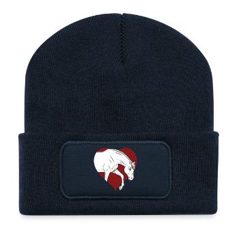 Un dessin manga d'un cheval Abbayan et un coeur - Beanie recyclé à patch - bleu marine - Devant