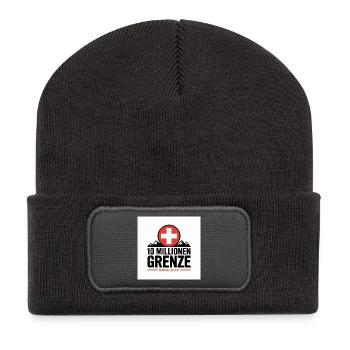 10 Millionen Grenze Schweizer Berglogo - Recycelte Patch Beanie - Dunkelgrau - Vorne