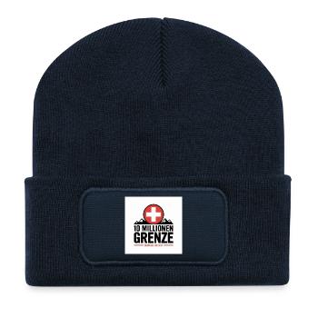 10 Millionen Grenze Schweizer Berglogo - Recycelte Patch Beanie - French Navy - Vorne