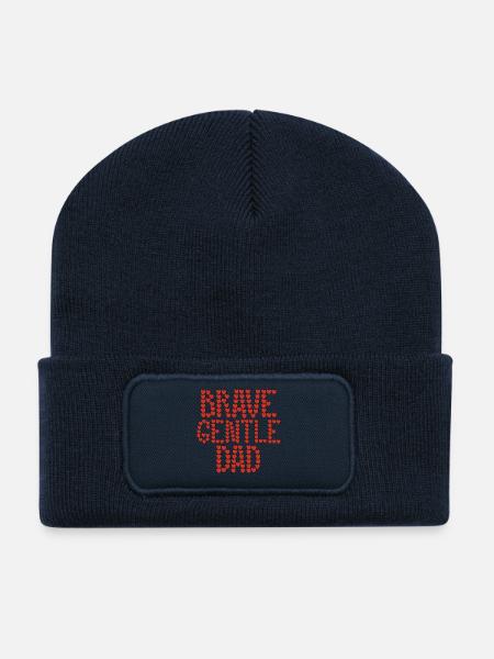 Papa courageux et doux - Beanie recyclé à patch - bleu marine