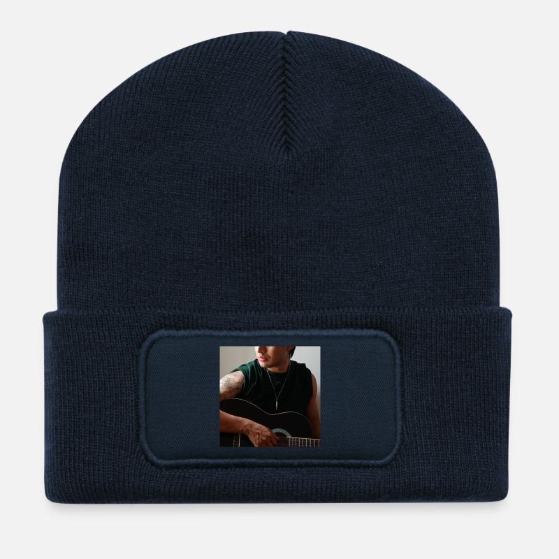 Guitare de soirée studio - Beanie recyclé à patch - bleu marine