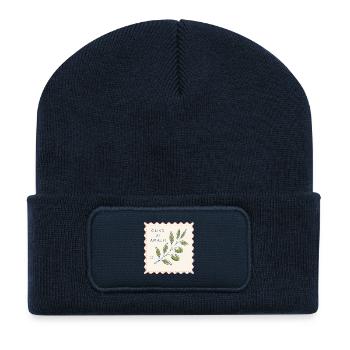 Amalfi Olive Zweig Illustration - Recycelte Patch Beanie - French Navy - Vorne