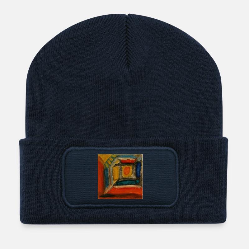 Farbiges Innenraum-Fragment - Recycelte Patch Beanie - French Navy