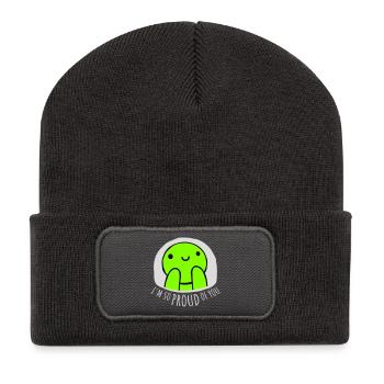 Je suis tellement fier de toi pour t’encourager sincèrement à dire - Beanie recyclé à patch - charbon - Devant