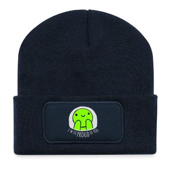 Je suis tellement fier de toi pour t’encourager sincèrement à dire - Beanie recyclé à patch - bleu marine - Devant