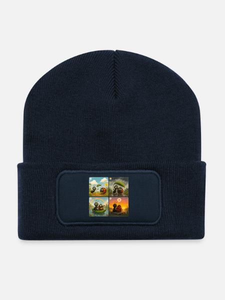 Coccinelle et fourmi - Beanie recyclé à patch - bleu marine