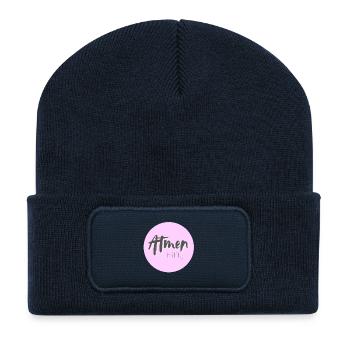 Atmen hilft – Elegantes Design in Rosa - Recycelte Patch Beanie - French Navy - Vorne