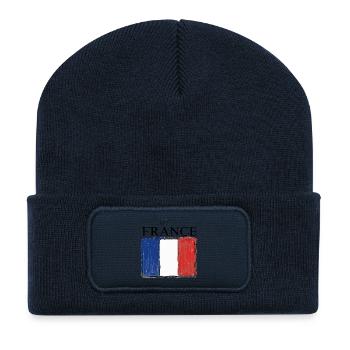 FRANCE drapeau et emblème de la France. Supporter - Beanie recyclé à patch - bleu marine - Devant