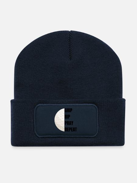 Grip Rip Pray Repeat – Golfslogan - Recycelte Patch Beanie - French Navy
